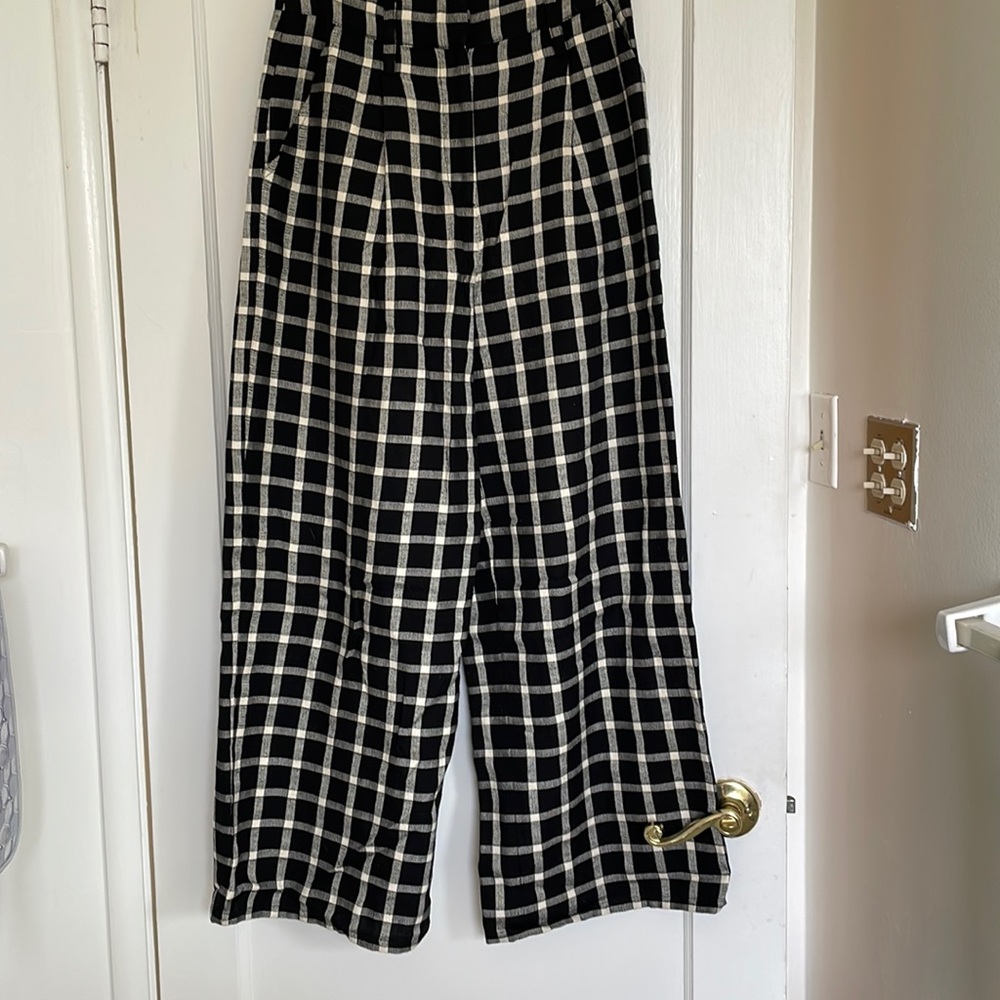 Mara Hoffman window pane plaid trousers